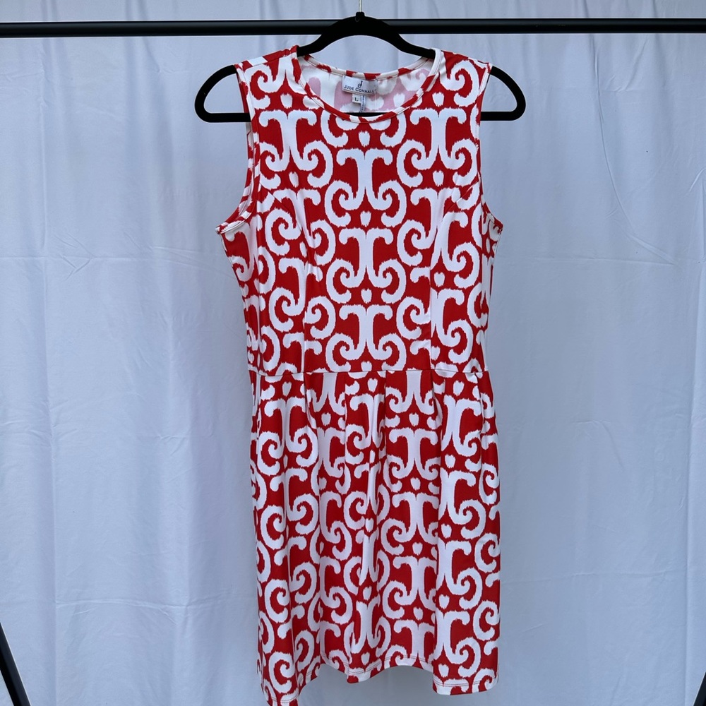 Jude Conally — orange & white dress
